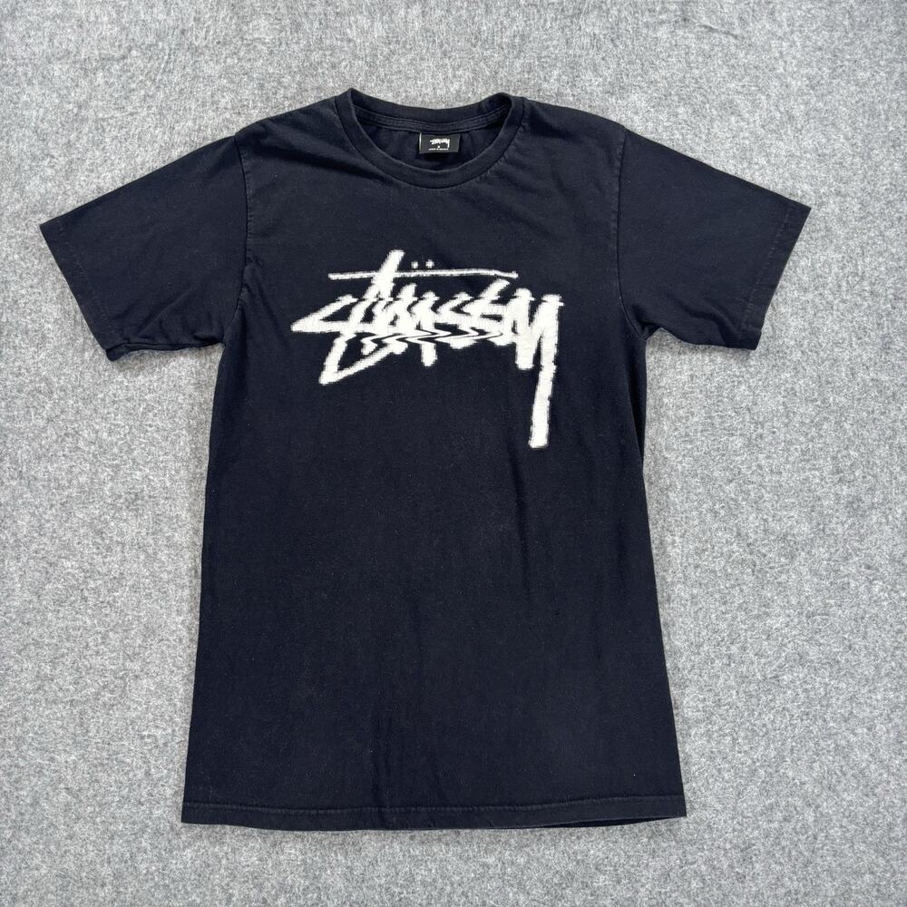 Stussy Dizzy Logo T-Shirt Black Size Small 100% Cotton Made in Mexico